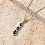 D'Joy - Natural Chrome Diopside Drop Pendant with Chain (Size 20) in Platinum Overlay Sterling Silver_4478679_2