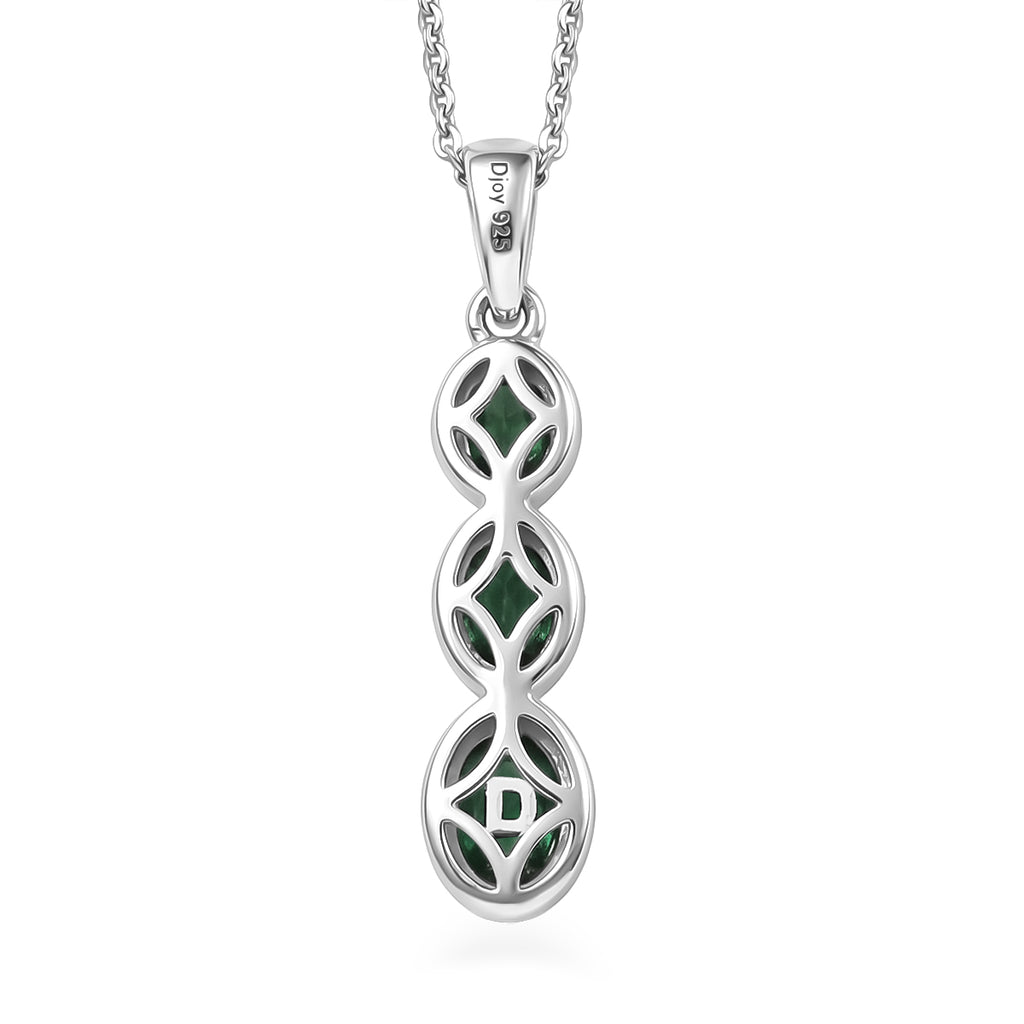 D'Joy - Natural Chrome Diopside Drop Pendant with Chain (Size 20) in Platinum Overlay Sterling Silver_4478679_4