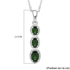 D'Joy - Natural Chrome Diopside Drop Pendant with Chain (Size 20) in Platinum Overlay Sterling Silver_4478679_5