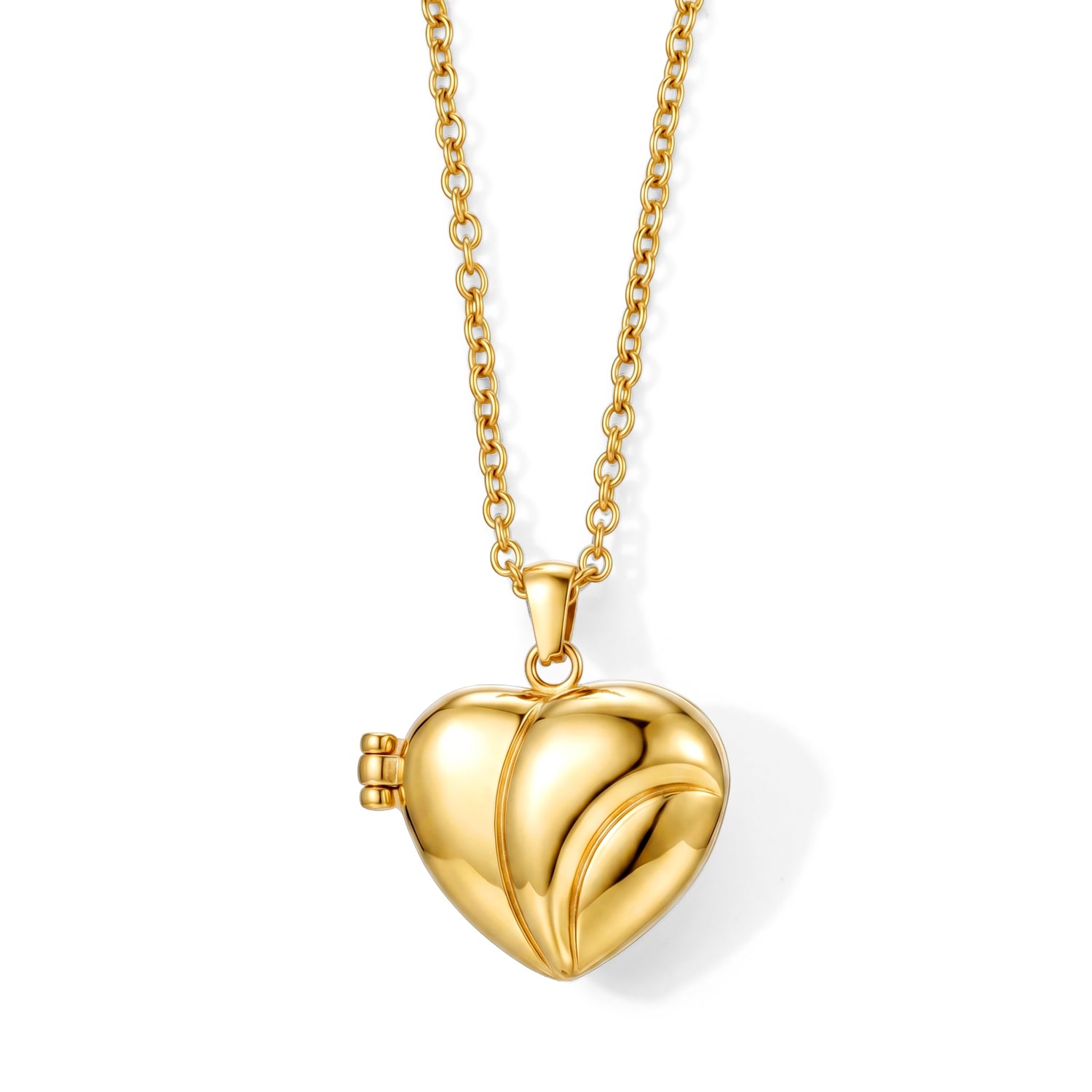 Heart Shape Photo Pendant with Chain (Size 20-2 Ext) in Yellow Tone 4478705 0