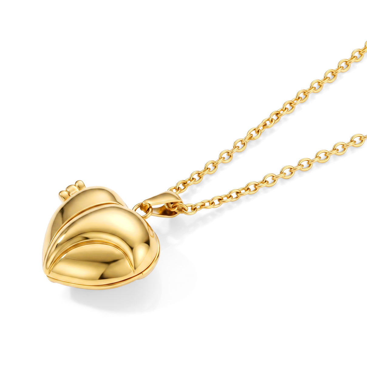 Heart Shape Photo Pendant with Chain (Size 20-2 Ext) in Yellow Tone 4478705 4