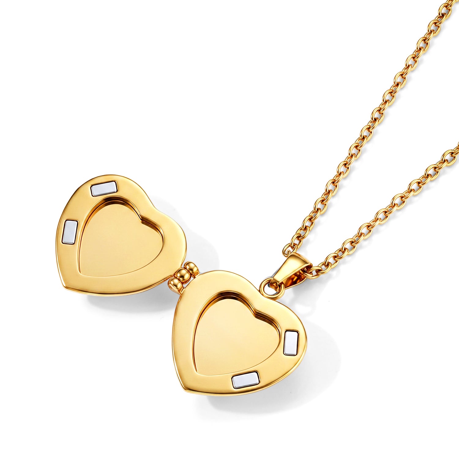 Heart Shape Photo Pendant with Chain (Size 20-2 Ext) in Yellow Tone 4478705 5