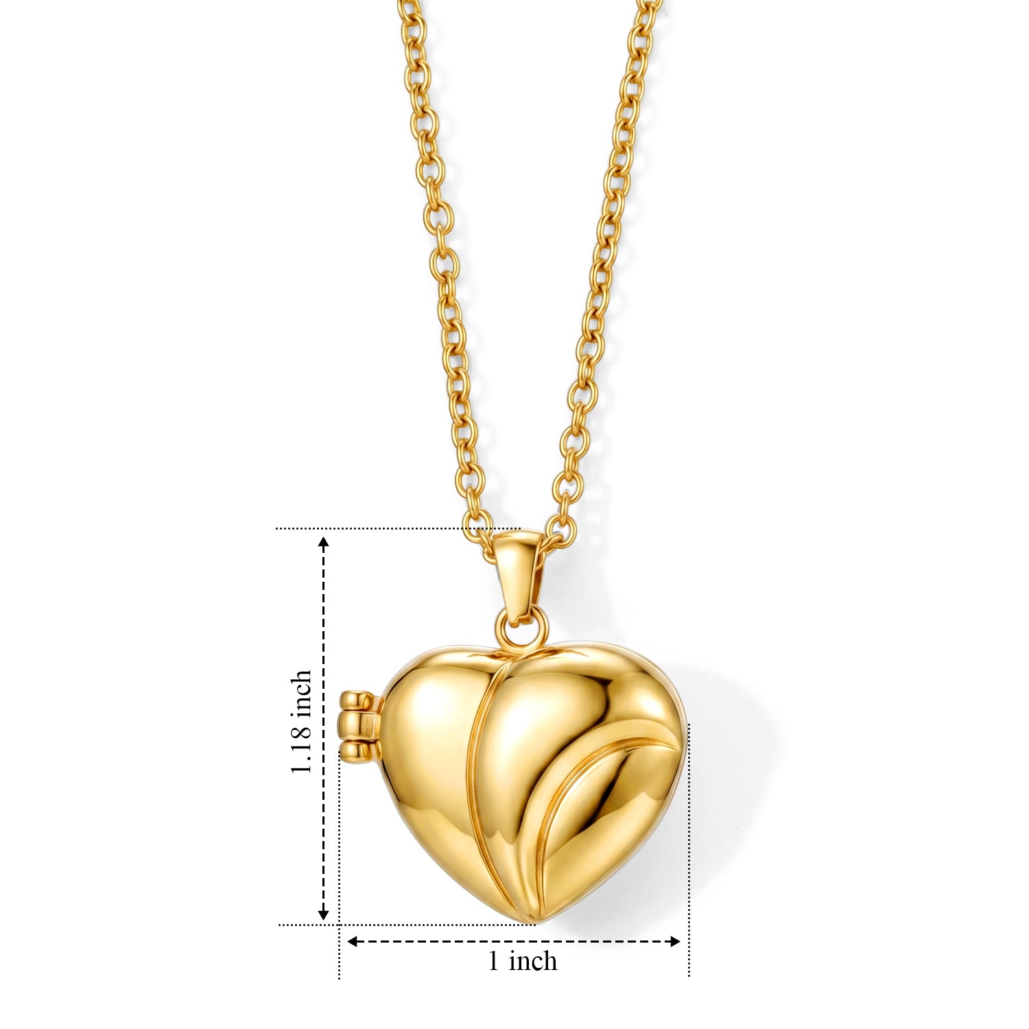 Heart Shape Photo Pendant with Chain (Size 20-2 Ext) in Yellow Tone 4478705 6