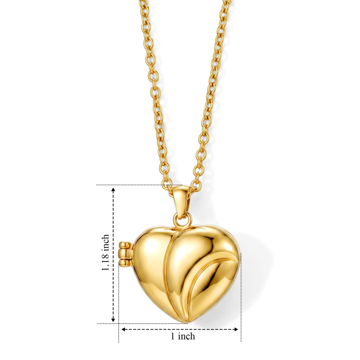 Heart Shape Locket with Chain (Size 20-2 Ext) V32647998 7