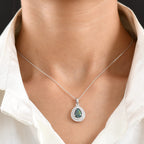D'Joy - AGI Certified Australian Opal Triplet & Moissanite Halo Pendant with Chain (Size 20) in Rhodium Overlay Sterling Silver 2.00 Ct._4478778_2