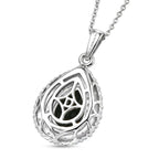 D'Joy - AGI Certified Australian Opal Triplet & Moissanite Halo Pendant with Chain (Size 20) in Rhodium Overlay Sterling Silver 2.00 Ct._4478778_4