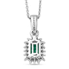 Luxuriant - AAA Gemfields Zambian Emerald & Lab Grown Diamond (SI/G-H) Halo Pendant with Chain (Size 20) in Rhodium Overlay Sterling Silver 0.75 Ct._4478861_4