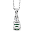 Luxuriant - AAA Gemfields Zambian Emerald & Lab Grown Diamond (SI/G-H) Drop Pendant with Chain (Size 20) in Rhodium Overlay Sterling Silver 0.55 Ct._4478863_4