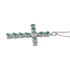 Luxuriant - Premium Zambian Emerald & Lab Grown Diamond (SI/G-H) Cross Pendant with Chain (Size 20) in Rhodium Overlay Sterling Silver 1.34 Ct._4478864_3