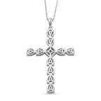 Luxuriant - Premium Zambian Emerald & Lab Grown Diamond (SI/G-H) Cross Pendant with Chain (Size 20) in Rhodium Overlay Sterling Silver 1.34 Ct._4478864_4