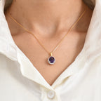 Luxuriant - AAA Zambian Amethyst & Lab Grown Diamond (SI/G-H) Halo Drop Pendant with Chain (Size 20) in 18K Vermeil Yellow Gold Plated Sterling Silver 2.85 Ct._4478867_1