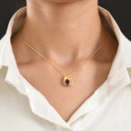 D'Joy - AAA Zambian Amethyst Pear Cut Solitaire Pendant with Chain (Size 20) in Yellow Gold Plated Sterling Silver 1.05 Ct._4478905_1