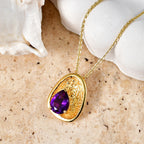 D'Joy - AAA Zambian Amethyst Pear Cut Solitaire Pendant with Chain (Size 20) in Yellow Gold Plated Sterling Silver 1.05 Ct._4478905_2