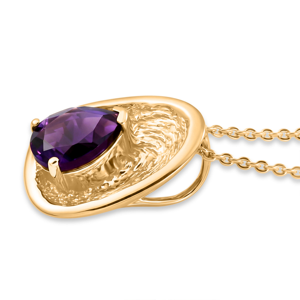 D'Joy - AAA Zambian Amethyst Pear Cut Solitaire Pendant with Chain (Size 20) in Yellow Gold Plated Sterling Silver 1.05 Ct. 4478905 4
