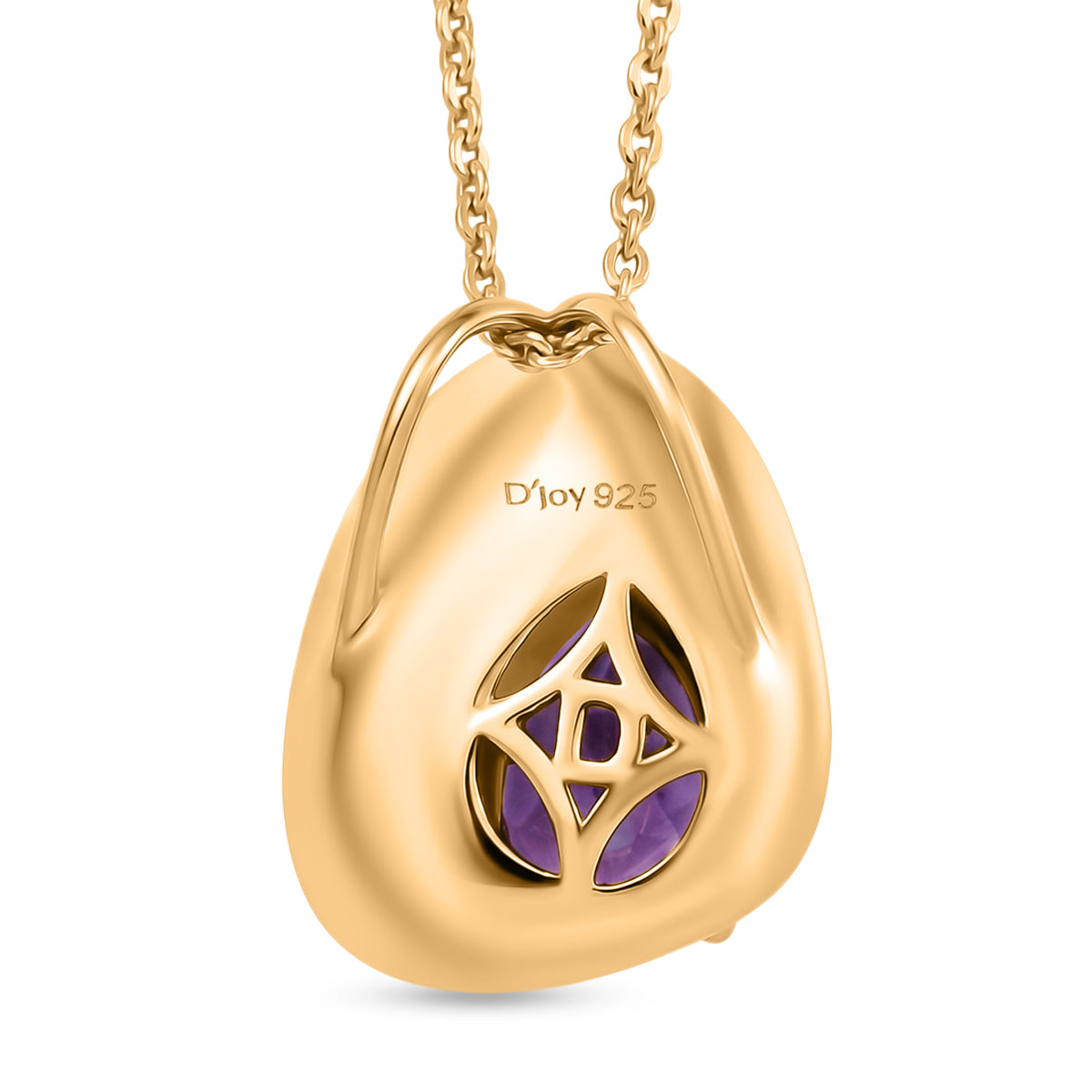 D'Joy - AAA Zambian Amethyst Pear Cut Solitaire Pendant with Chain (Size 20) in Yellow Gold Plated Sterling Silver 1.05 Ct. 4478905 5