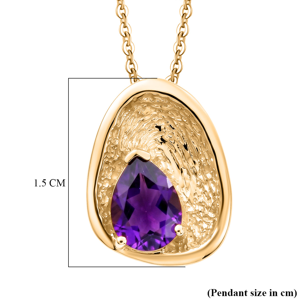 D'Joy - AAA Zambian Amethyst Pear Cut Solitaire Pendant with Chain (Size 20) in Yellow Gold Plated Sterling Silver 1.05 Ct. 4478905 6