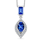 D'Joy - Tanzanite & White Zircon Pendant with Chain (Size 20) in Rhodium Overlay Sterling Silver_4478970