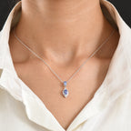 D'Joy - Tanzanite & White Zircon Pendant with Chain (Size 20) in Rhodium Overlay Sterling Silver_4478970_1
