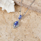 D'Joy - Tanzanite & White Zircon Pendant with Chain (Size 20) in Rhodium Overlay Sterling Silver_4478970_2