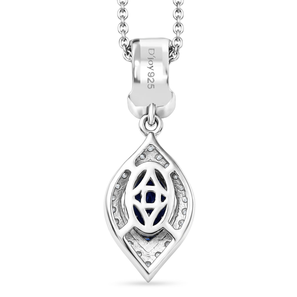 D'Joy - Tanzanite & White Zircon Pendant with Chain (Size 20) in Rhodium Overlay Sterling Silver_4478970_4