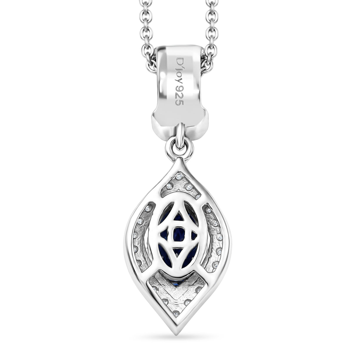 D'Joy - Tanzanite &amp; White Zircon Drop Pendant with Chain (Size 20) in Rhodium Overlay Sterling Silver V32658907 5