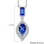 D'Joy - Tanzanite & White Zircon Pendant with Chain (Size 20) in Rhodium Overlay Sterling Silver_4478970_5