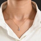 D'Joy - Tanzanite & White Zircon Halo Infinity Pendant with Chain (Size 20) in Yellow Gold Plated Sterling Silver_4478971_1