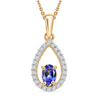 D'Joy - Tanzanite & White Zircon Pendant with Chain (Size 20) in Yellow Gold Plated Sterling Silver_4478972