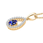 D'Joy - Tanzanite & White Zircon Pendant with Chain (Size 20) in Yellow Gold Plated Sterling Silver_4478972_3