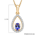 D'Joy - Tanzanite & White Zircon Pendant with Chain (Size 20) in Yellow Gold Plated Sterling Silver_4478972_5