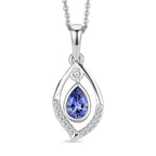 D'Joy - Tanzanite & White Zircon Pendant with Chain (Size 20) in Rhodium Overlay Sterling Silver_4478973