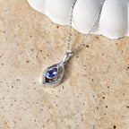 D'Joy - Tanzanite & White Zircon Pendant with Chain (Size 20) in Rhodium Overlay Sterling Silver_4478973_2