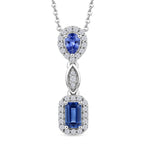 D'Joy - Tanzanite & White Zircon Pendant with Chain (Size 20) in Rhodium Overlay Sterling Silver_4478976