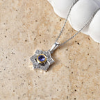 D'Joy - Tanzanite & White Zircon Pendant with Chain (Size 20) in Platinum Overlay & Yellow Gold Plated Sterling Silver_4478979_2