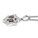 D'Joy - Tanzanite & White Zircon Pendant with Chain (Size 20) in Platinum Overlay & Yellow Gold Plated Sterling Silver_4478979_3