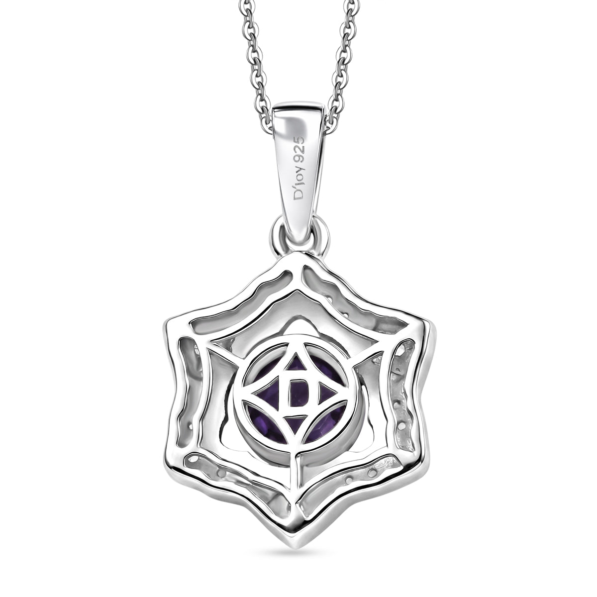 D'Joy - Tanzanite &amp; White Zircon Floral Pendant with Chain (Size 20) in Platinum Overlay &amp; Yellow Gold Plated Sterling Silver V32490286 5
