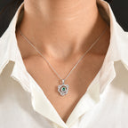 D'Joy - AAA Premium Zambian Emerald & White Zircon Pendant with Chain (Size 20) in Rhodium Overlay Sterling Silver_4479016_1