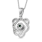 D'Joy - AAA Premium Zambian Emerald & White Zircon Pendant with Chain (Size 20) in Rhodium Overlay Sterling Silver_4479016_4