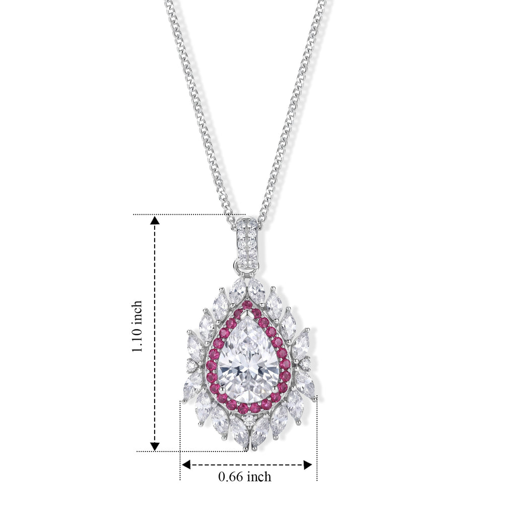 Moissanite & Pink Sapphire Pendant with Chain (Size 18) in Rhodium Overlay Sterling Silver 3.76 Ct._4479237_4