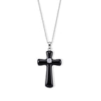 D'Joy - Dyed Black Jade & Moissanite Pendant with Chain (Size 18) with Lobster Clasp in Rhodium Overlay Sterling Silver 18.20 Ct._4479260