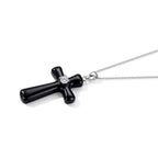 D'Joy - Dyed Black Jade & Moissanite Pendant with Chain (Size 18) with Lobster Clasp in Rhodium Overlay Sterling Silver 18.20 Ct._4479260_2