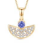 D'Joy - Tanzanite & White Zircon Pendant with Chain (Size 20) in Yellow Gold Plated Sterling Silver_4479541