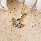 D'Joy - Tanzanite & White Zircon Pendant with Chain (Size 20) in Yellow Gold Plated Sterling Silver_4479541_2
