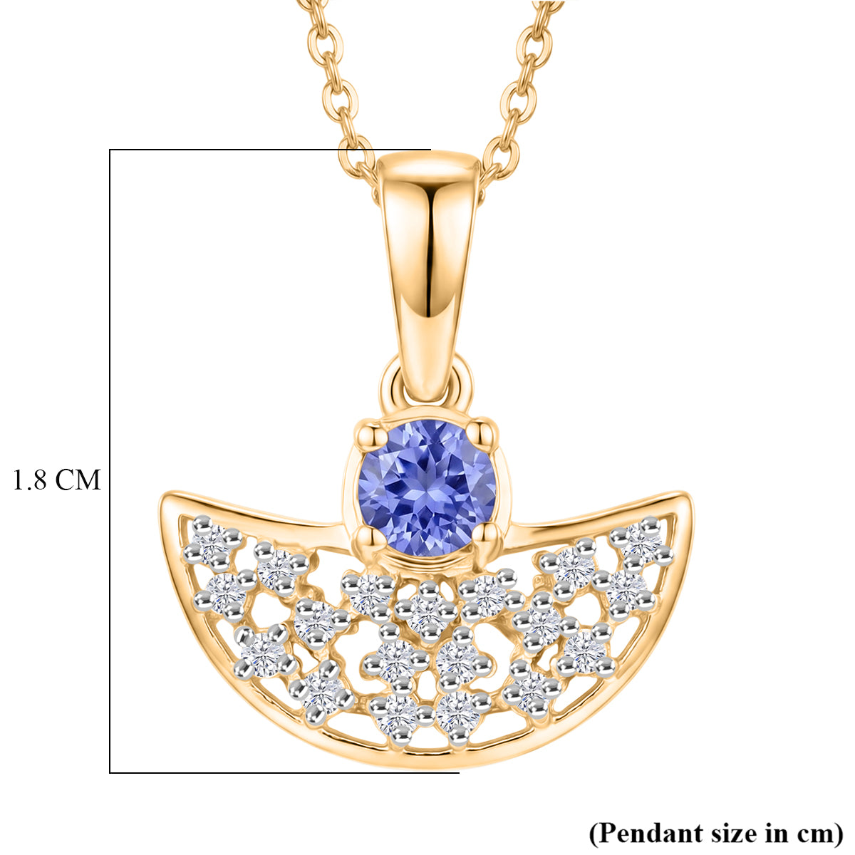 D'Joy - Tanzanite &amp; White Zircon Pendant with Chain (Size 20) in Yellow Gold Plated Sterling Silver V32514446 6