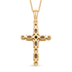 D'Joy - Tanzanite & Moissanite Cross Pendant with Chain (Size 20) in Yellow Gold Plated Sterling Silver 1.06 Ct._4479542_4