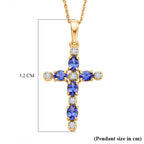D'Joy - Tanzanite & Moissanite Cross Pendant with Chain (Size 20) in Yellow Gold Plated Sterling Silver 1.06 Ct._4479542_6