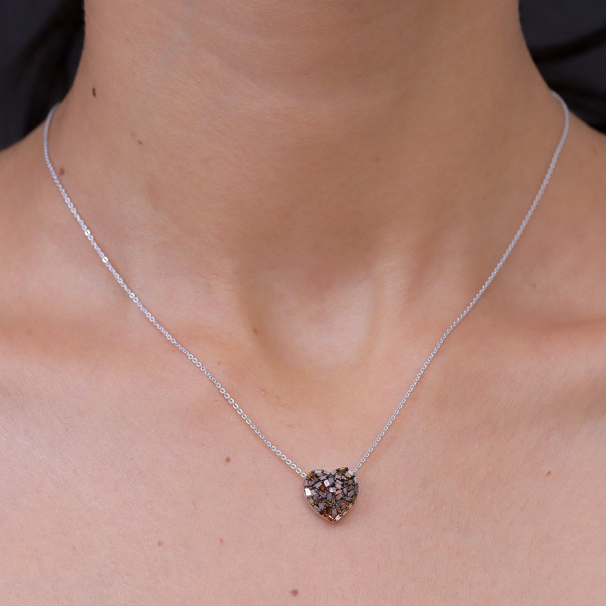 Red Diamond &amp; Blue Sapphire Pendant with Chain (Size - 20) in Rhodium Overlay Sterling Silver 0.40 Ct. V32521595 2