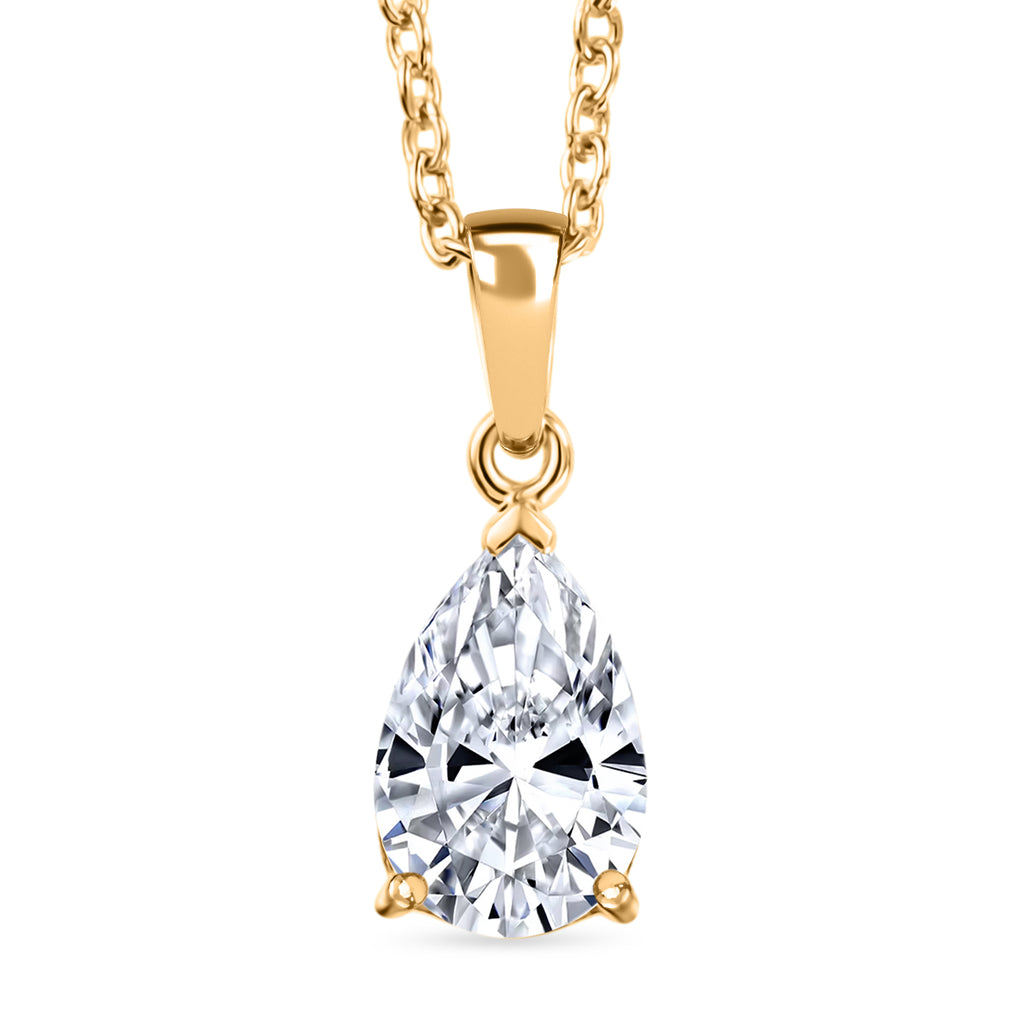Luxuriant - SGL Certified Lab Grown Diamond (SI/G-H) Solitaire Pendant with Chain (Size 20) in 18K Vermeil Yellow Gold Plated Sterling Silver 2.00 Ct._4480308