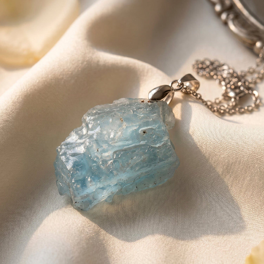 Aquamarine Pendant with Chain (Size 20) 63.00 Ct.