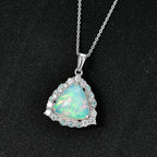 Ethiopian Opal,  Moissanite,  Paraiba Tourmaline Pendant with Torn Chain 19DC (Size 18) in Rhodium Overlay Sterling Silver 0.59 ct  4.140  Ct._4480893_1